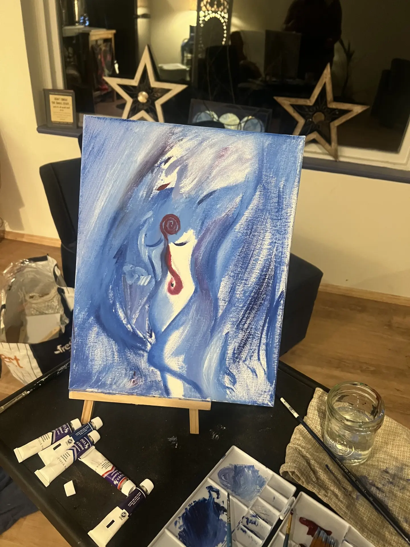 Painting session underway in the studio